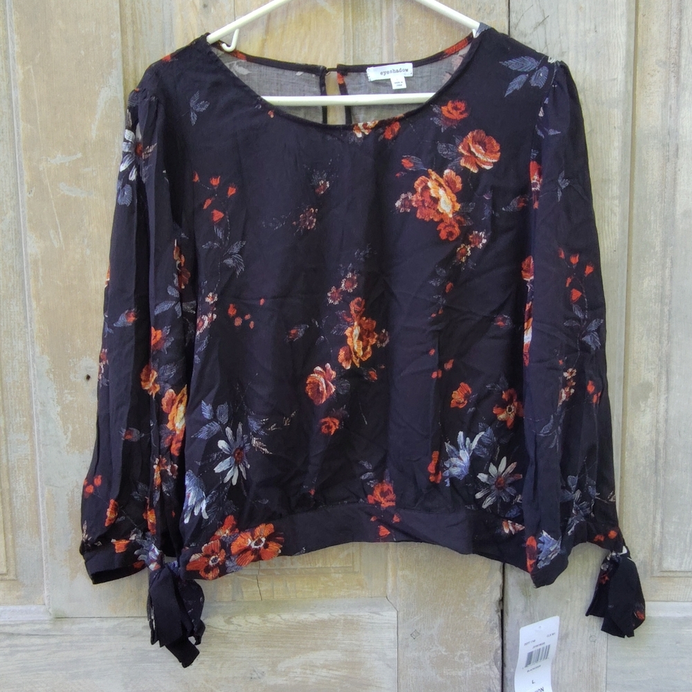 Black Boho Floral Top
